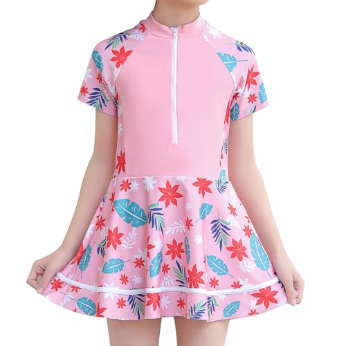 ABAFIP Girls Swimsuit One Piece Swim Dress with Shorts Rash Guard Bathing Suit 2 Piece Swimwear2