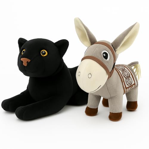 Image of Cute Donkey & Panther Plush Toy Combo - 30 cm Soft Stuffed Animals for Kids | Super Soft & Huggable for Boys & Girls (Pack of 2)
