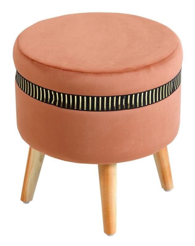 Image of Ottoman Stool for Living Room Foot Rest | Velvet Small Ottoman Foot Stool | Solid Wood Legs | Footstool Puffy for Home, Bedroom & Makeup Table | 16x16x18 Inch, Set of 2 (Mouse)