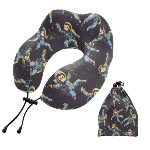 Image of ALAZA Funny Monkeys Travel Neck Pillow Memory Foam Neck Pillow with Storage Bag,Soft Travel Pillow for Sleeping Travel Airplane Car Office Home