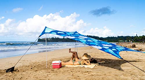 Image of Neso Portable Beach Tent Sun Shelter with Sand Anchor - Lightweight Beach Shade Canopy - Easy Setup for Family Outings - Patented Reinforced Corners - UPF 50+ - 7 x 7ft - Save The Whales