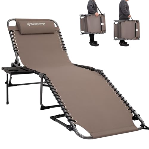 KingCamp Folding Chaise Lounge Chair for Outside Beach, Sunbathing, Patio,