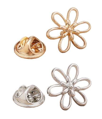 Iutymu 6 PCS Modesty Pins - Heart/Silver or Flower/Gold Dainty Pins for Scarf Bag Pocket or Dress Metal
