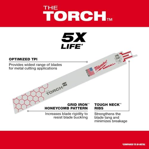 Milwaukee Tool 6" 14 TPI The Torch Sawzall Blade (5 Pk) 48-00-5782 - image 3