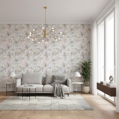 Image of Pink Floral Wallpaper for Walls | Peel and Stick Self Adhesive Wall Sticker | Waterproof PVC Vinyl Decorative Wall Decor for Home, Living Room, Bedroom & Office (45x300 cm)