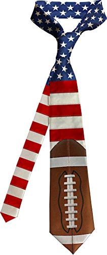 Pro-Tuff Decals Football Tie Necktie American Flag Design Team Travel Game Day Sports Gift Fan Athlete Coach Staff