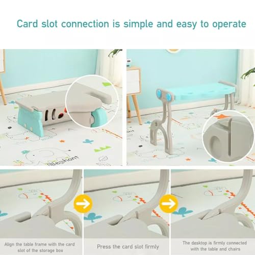 Image of 3in1 Kids Convertible Table with Storage Kid Study Table and Chair Set for 2-6 Years Drawing Table for Baby Foldable Desk Children Table and Chair Set Small Study Table Set for Toddlers