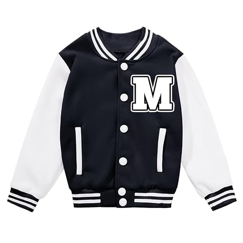 Image of BAICAIYU Kids Baseball Jackets Boys and Girls Varsity Coat Buttons Cardigan Letter Sport Letterman School Jacket
