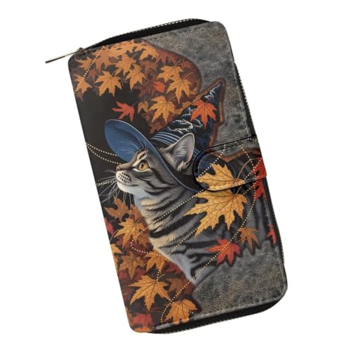 Image of COEQINE Ladies Wallets Pink Leopard Heart Black Printed Leather Phone Long Clutch Purses Check Coin Change Holder