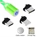 Produktbild Kyerivs Magnetisches Ladekabel mit Sichtbar fließendem LED Licht Micro USB Ladekabel Typ C Schnelle Aufladung 3 in 1 Kabel kompatibel für Smartphone,Samsung Galaxy Huawei und Mehr No Sync Data