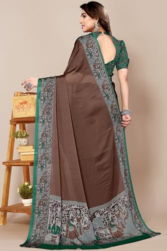 Image of MIRCHI FASHION Saree for Woman Chiffon Madhubani Print | Breathable Comfortable Printed Saree for Office and Regular Use (Available in 15 Designs)