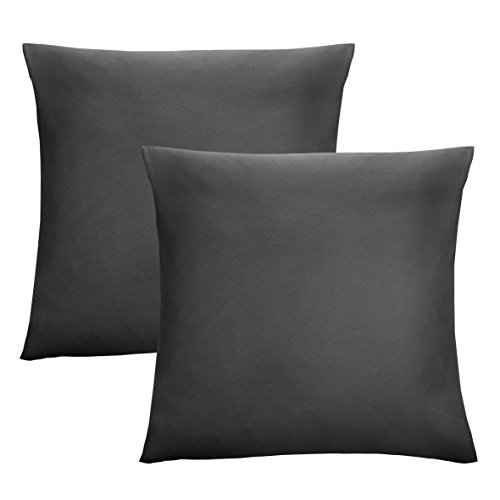 biberna 0077144 Feinjersey Bettwäsche Kopfkissenbezug (Baumwolle) 2x 80x80 cm, schwarz