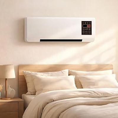 Wall Mounted AC Heater, 2-in-1 Cooling & Heating Fan with Remote, Quiet Energy Saving Unit for Bedroom Office RV Garage, White