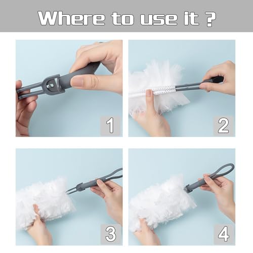 Image of 2PCS Extender Duster Mop Handle for Duster Refill, Replacement Foldable Dust Handle with 2 Count Duster Refills. (Grey)