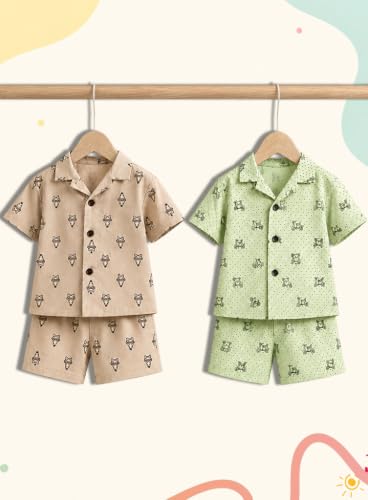 Image of 3BROS Baby Boys & Baby Girls Pure Cotton Clothing Set Casual Half Sleeves Shirt with Shorts Set For Boys & Girls