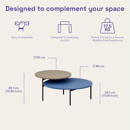 Image of Wakefit Center Table | 1 Yr Warranty | Coffee Table for Living Room Wooden, Tea Table for Living Room Wooden, Sofa Table, Free Installation from Brand, Modern Multi-Functional & Wobble-Free(Arkive)
