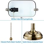 TORCHSTAR Green Glass Bankers Desk Lamp, UL Listed, Antique Desk Lamps with Brass Base, Traditional Library Lamp with Pull Chain, E26 Base, Vintage Desk Lamp for Office, Study Room - Image 3