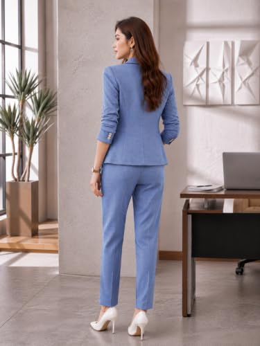 Image of Women's Suit Blazer 3 Piece Office Business Casual Single Breasted Blazer Jacket Pant and Canny Set