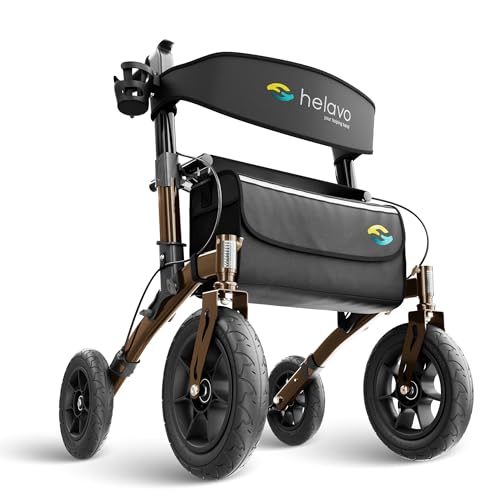 Image of Helavo All Terrain Walker, 12 inch Solid Rubber Tires, Outdoor Rollator Walker