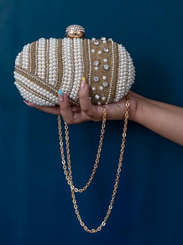 Image of THE TAN CLAN Rabia Hand Embroidered Clutches for women Purses Luxury Evening Handbags for ladies
