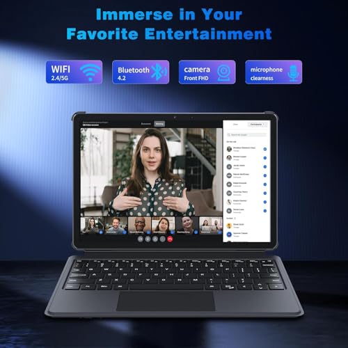 Image of Tunhail 10.1 2 in 1 inch Laptop 12GB RAM 256GB SSD, 360Flip Touchscreen Laptop with m3-8100Y（Up to 3.40 GH） 800 * 1280 IPS FHD, Backlit Keyboard Laptop Computer for Students /Commuters /Business