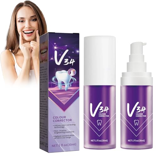 Eazerom 08 Purple Blanqueador Dental,30ml Pasta de Dientes Color Morada, Pasta de Dientes Morada,Pasta Dental Blanqueadora Profesional,Eliminación De Manchas Amarillas, Colour Corrector Foam,