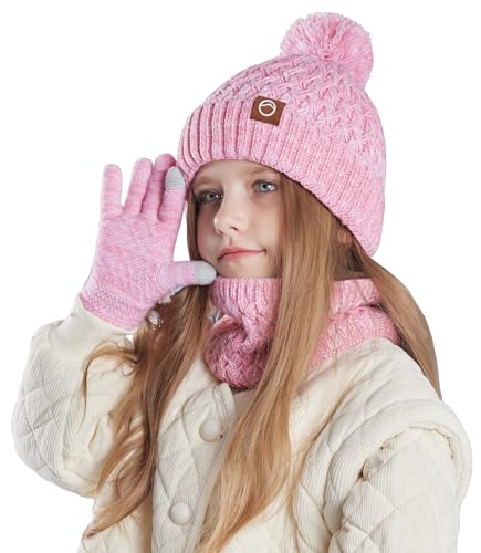 Happy Cherry 3-Pack Kids Fleece Hats 3 set Soft Winter Hats for Boys Girls