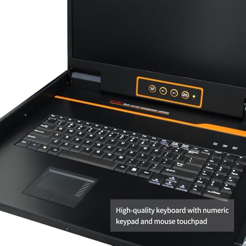 Image of 1U Rack Mount KVM Console-19'' Rackmount Monitor Keyboard and Single Port HDMI KVM, 50,000 MTBF,1280X1024 60Hz,17.6x19.9x1.67 Inches(WXDXH),Fit 1U 19'' Rack, 1 USB HDMI Cable,1 Power Cord, 4 Brackets