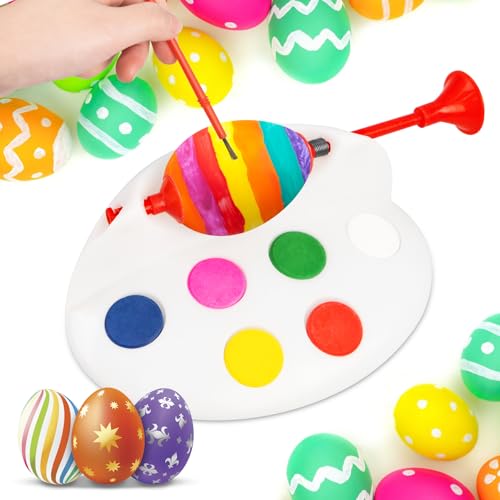 Lefeesiam Eier Bemalen Maschine – 1 Eiermalmaschine mit 6 Farben & Pinsel, DIY Ostergeschenke, kreatives Osterbasteln für zu Hause,Geeignet für Eier bis 6 cm / 2,36 Zoll
