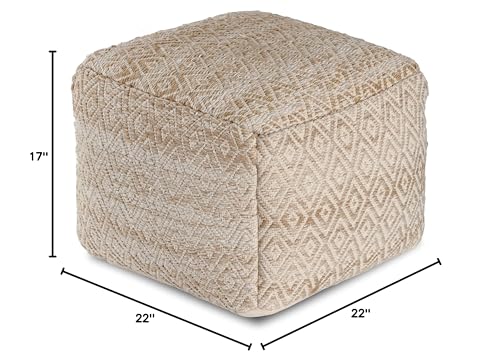 Anji Mountain 22\"x22\"x16\" Handmade & Handcrafted Ottoman Pouf Comfortable Pouf Ottoman Foot Rest & Home Décor Accent for Living Room, Bedroom, Nursery, Kids Room, Patio