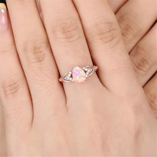 Opal Engagement Ring for Women 1CT Heart Shape Opal S925/10K/14K/18K Art Deco Promise Ring for Wife Her Bridal Wedding Custom Gift For Her Size 3-134