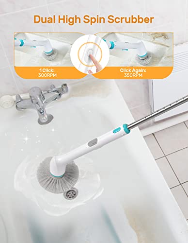 Electric Spin Scrubber, Clyroom Cl1 𝟐𝟎𝟐𝟑 𝐔𝐩𝐠𝐫𝐚𝐝𝐞𝐝 Electric Bathroom Scrubber 𝐰𝐢𝐭𝐡 𝐔𝐒𝐁-𝐂 𝐂𝐡𝐚𝐫𝐠𝐢𝐧𝐠&Dual Speed, 90Min Runtime, Extendable Handle Rechargeable Electric Scrubber #TOP3