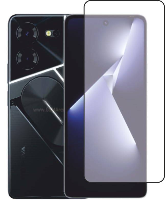 Image of Casodon Tempered Glass Screen Protector Guard for Tecno Pova 5 Pro (Black) Full Screen Coverage with Easy Installation Kit