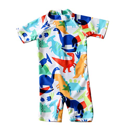 XmasPJS Baby Toddler Boys Two Pieces Swimsuit Set Shark Bathing Suit Rash Guards Swimwear with Hat UPF 50+ (Cute Dinosaur, 3-4T)