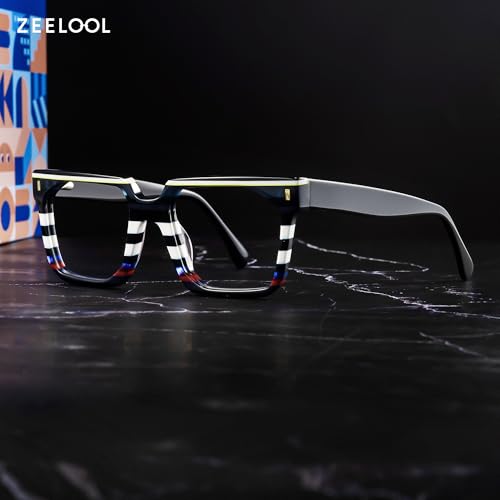 Image of Zeelool Stylish Rectangle Eyeglasses Thick Frame Glasses for women /Men with Non-prescription Clear Lens Laguer ZJGA872500-01 Black