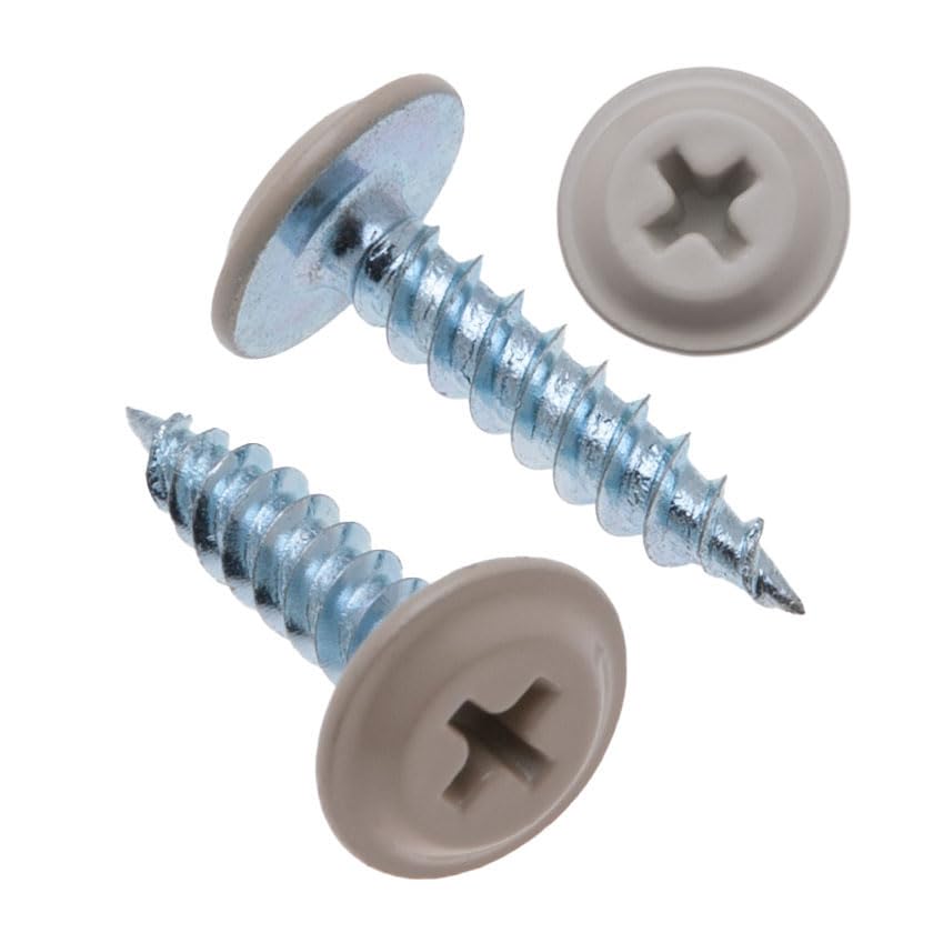 4.2mm x 19mm Self Tapping Phillips Screws for Sheet metal to Wood, Powder-Coated Beige (RAL 1001), Fine Thread, Sharp Tip, Wafer Head Screw, Galvanized, Indoor & Outdoor Use, 250 pcs