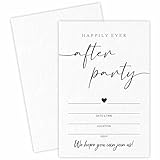 25 White minimalist wedding invitations,after Party, Fill out style Double Sided wedding invitation set with envelopes, wedding party decorations & supplies - A08