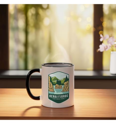 Taza de cerámica Kenai Fjords National Park negro/blanco miniatura 3