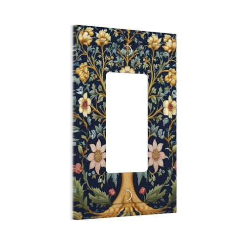 Life Tree with Flowers Floral Single Decora Outlet Wall Plate 1 Gang Rocker Decorative Switchplate Faceplate GFCI Light Switch Covers for Home Living Decor - Image 4
