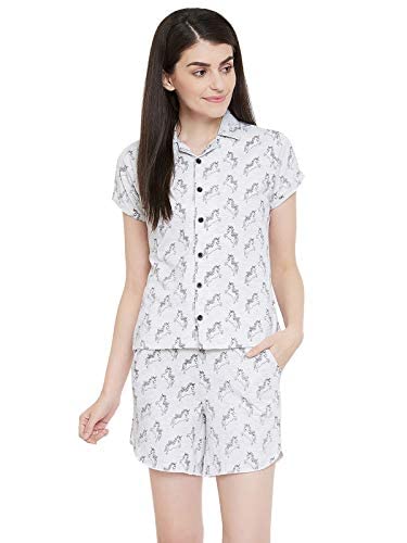 Clovia Women’S Cotton Casual Regular Pajama Set (Ls0094P013Xl_Grey_Xxx-Large)