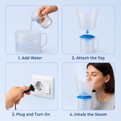 Image of Dr. Odin OSV 101 Single Layer Steamer Vaporizer for Cold, Cough, Face Steam, Steam Inhaler and Steamer Helps in Breathing Disorders (White & Blue)