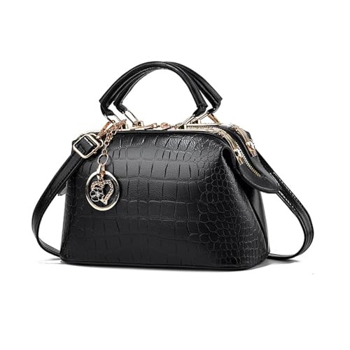 Borse Donna Tracolla Piccole Borsa a Mano Vintage Moda a Spalla in PU Pelle Borsetta Crossbody Pochette Nero