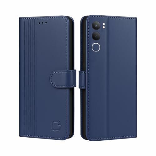 Image of AIBEX Shock Proof Flip Compatible for Vivo Y29 5G Flip Cover Leather Finish | Inside TPU with Card Pockets | Wallet Stand | Complete Protection Flip Case - Blue