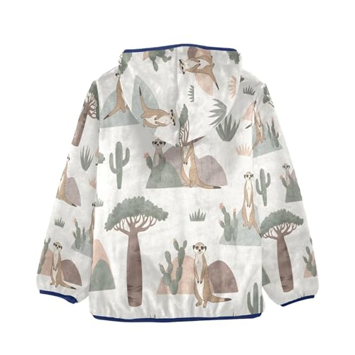 Meerkats Cacti Baobab Trees Toddler Fleece Jacket Girl Boys Hooded Fleece Jacket Coat Warm Outwear Zip-up 3-10T2