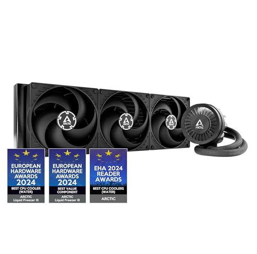 ARCTIC Liquid Freezer III 420 - Water Cooling PC, All-in-One CPU AIO Water Cooler, Intel & AMD compatible, efficient PWM-controlled pump, fan: 200-1700 rpm, LGA1851 and LGA1700 Contact Frame - Black
