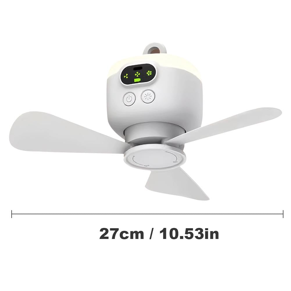 Camping-Ventilator, 8000 mAh, batteriebetrieben, kabellos, tragbarer Deckenventilator mit Fernbedienung, Timable und automatische Abschaltung, 3 abnehmbare Lüfterflügel, 4 Geschwindigkeiten, für Zelt