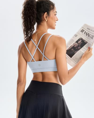 Image of RUNNING GIRL High Impact Sports Bras for Women - Scoop Neck Strappy Sports Bra High Support Moulded Cup Workout Bra