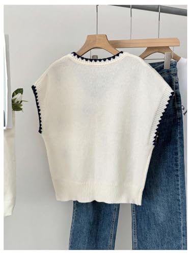 Image of SOLY HUX Women's Short Sleeve Sweater 3D Floral Sweaters Pullover Tank Tops Knit Vest Trendy Fashion Clothing