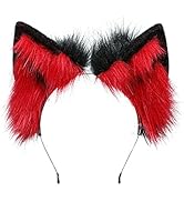 Furry Fox Wolf Cat Ears Headband Animal Cosplay Hair Hoop Party Costume Headwear Fancy Dress Hair...