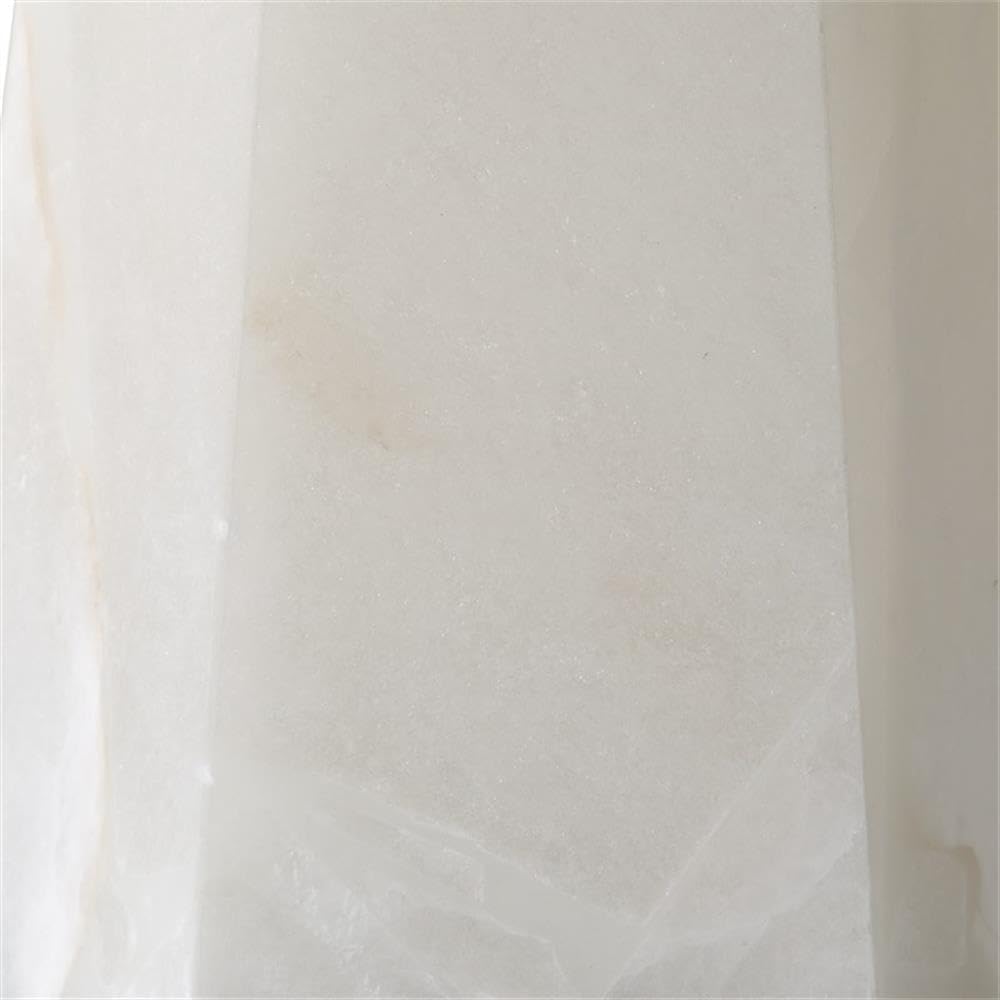BOWERY HILL Contemporary Marble Table Lamp, 23 in H x 14 in W x 14 in D, Multi-Color Cream Base with Veining, Off-White Linen Shade, Antique Brass Accents, Hexagon Shape, Elegant Accent Lighting for
